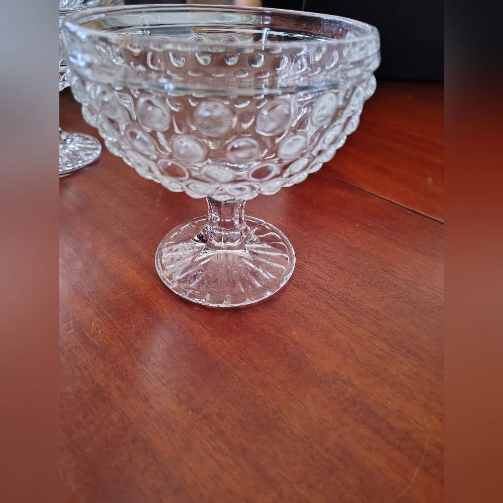 L. E. Smith Company Hobnail Ice Cream/ Sherbet Clear Glass Bowl Vintage